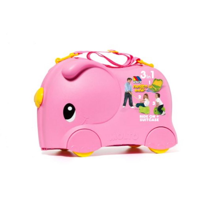3-in-1 Kinderkoffer pink zum Reisen, Aufsitzkoffer Handgepäck